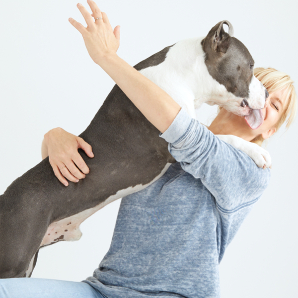 black and white dog giving kisses with newly fresh breath