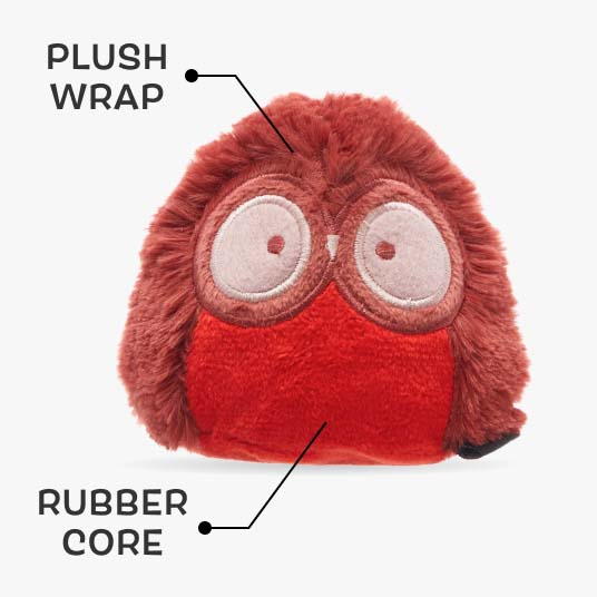 Plush wrapped super chewer toy with rubber core